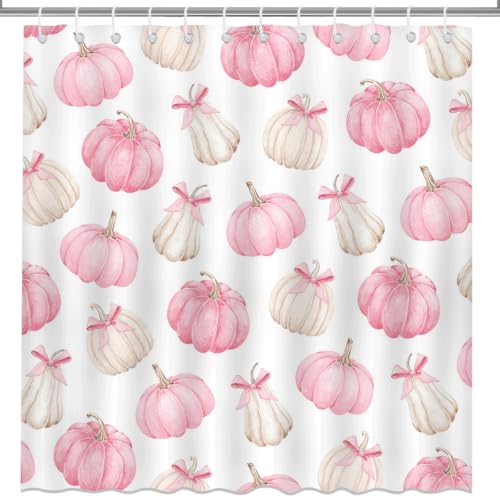 Pink Pumpkins Shower Curtain - 72x72 inch Waterproof Fabric