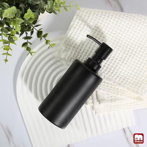 GMISUN Matte Black Soap Dispenser - 12 oz Glass with Steel Pump