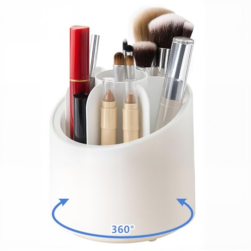 Zylkorb 360 Rotating Makeup Brush Holder Organizer with 6 Compartments