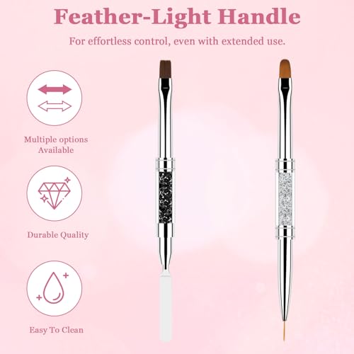 Double Ended Nail Builder Gel Brush Set 2Pcs - French Tip & Liner