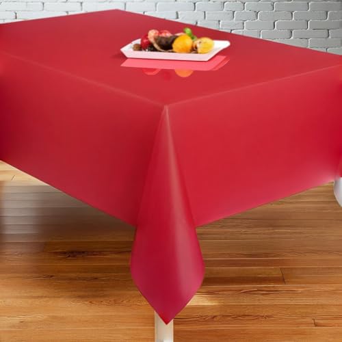 Red Rectangular Plastic Table Cover - 54" x 108" for Events