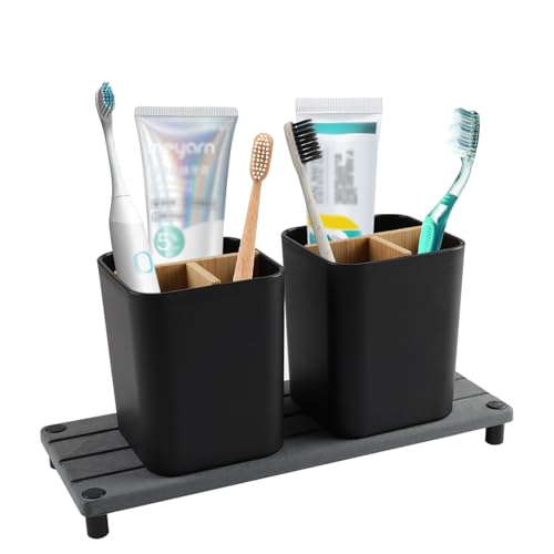 Yomjarl 2-Pack Electric Toothbrush Holder with Water Absorbing Stone Tray