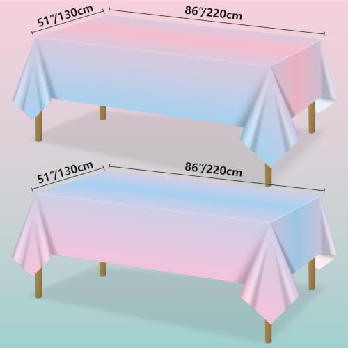 Pink and Blue Gender Reveal Tablecloths - 4 Pack Disposable Party Covers