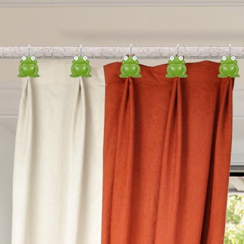 Frog Shower Curtain Hooks 12pcs Resin Shower Rings Rust-Resistant Bathroom Decor