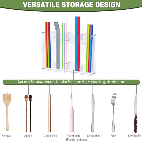 Acrylic Straw Holder for Cabinet & Wall - Space-Saving Organizer