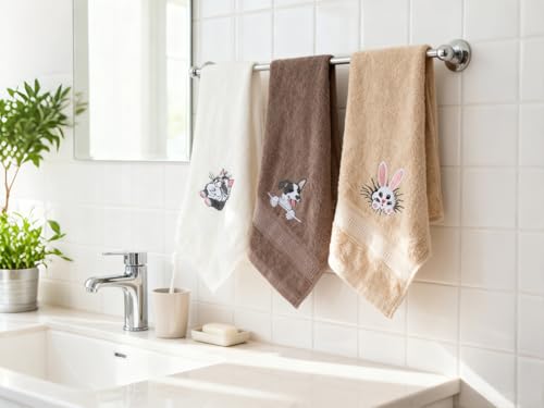 100% Cotton Hand Towels - Ultra Soft 3 Pack for Bathroom & Kitchen