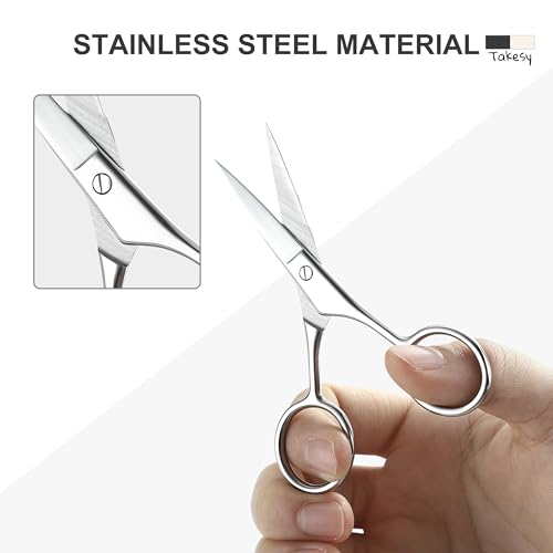 Takesy Stainless Steel Eyebrow Scissors 4.0 Inch Small Beauty Trimmer