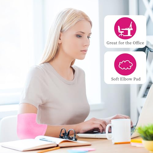 2 Pairs/4 Pcs Elbow Moisturizing Sleeve, Elastic Gel Elbow Pads for Women, Soft Sleeve Elbows Protector for Spa Moisturizing Dry Cracked Skin Care (Pink)