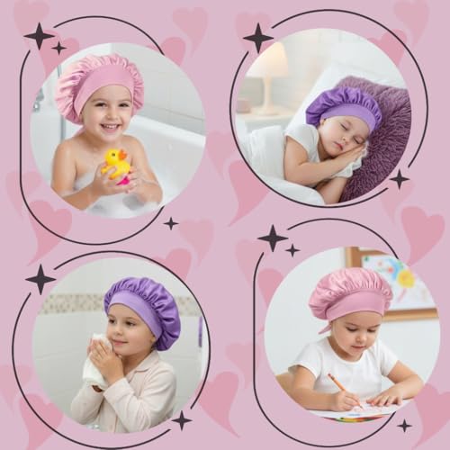 Tale King Kids Satin Sleep Bonnet for Girls Curly Hair Hair Cap