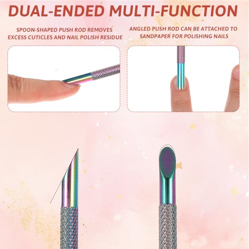 Dual-Ended Stainless Steel Cuticle Pusher and Nail File Kit