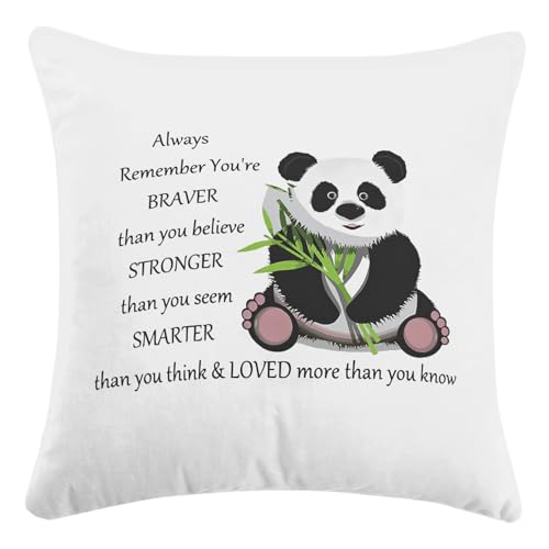 Braver Than You Believe Panda Throw Pillow Cover - 18x18 Inch Flannel Cushion for Home Decor