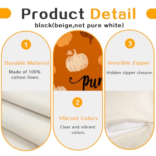 RABUSOFA Rust Orange Pumpkin Lumbar Pillow Cover, 12x20 Inch Fall Decor