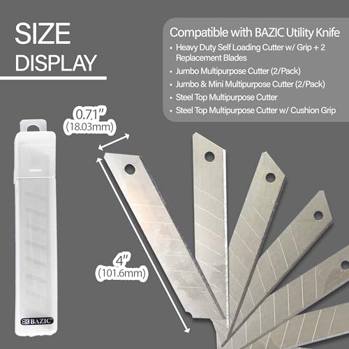 BAZIC Snap-Off Utility Cutter Replacement Blades - 8 Pack
