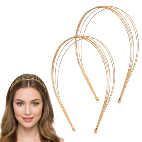 Tucnoeu 2-Piece Multi-Layer Metal Headbands for Women - Elegant Gold Hair Accessories