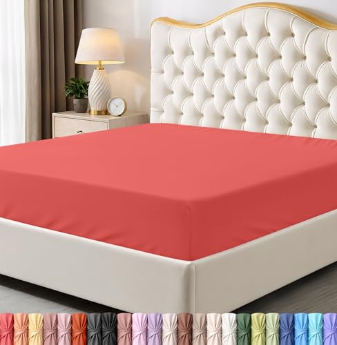 Utopia Bedding Full Fitted Sheet, Ultra Soft Microfiber, Coral