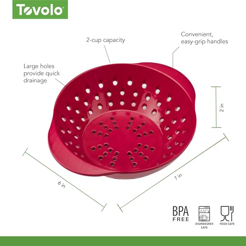 Tovolo Mini Berry Colander Strainer - Cayenne Red, BPA-Free