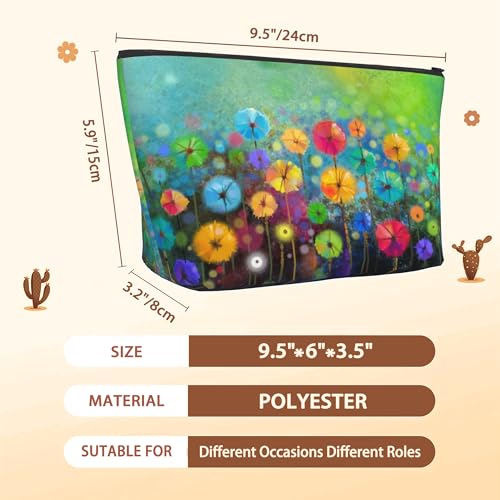 Watercolor Floral Makeup Bag Travel Cosmetic Pouch for Women Waterproof