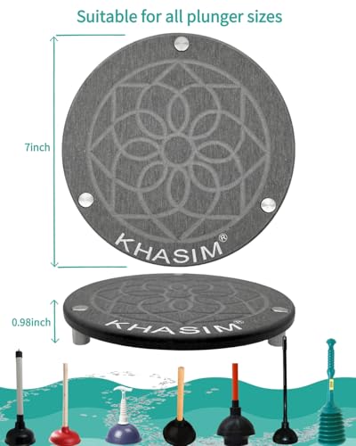 KHASIM Diatomaceous Earth Toilet Plunger Drip Tray - 7-Inch Gray Mat