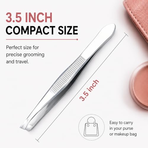 LUXXII Precision Slant Tip Tweezers 3-Pack – Stainless Steel Eyebrow & Facial Hair Grooming Tool