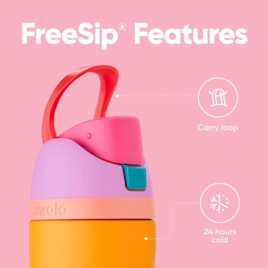 Owala FreeSip Insulated Stainless Steel Water Bottle - 24 oz BPA-Free | Tropical Design for Sports & Travel