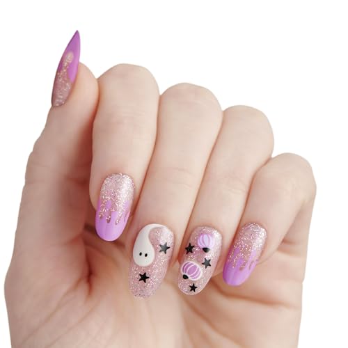 KISS Voguish Fantasy Halloween Press-On Nails - Mystery Purple Medium Oval