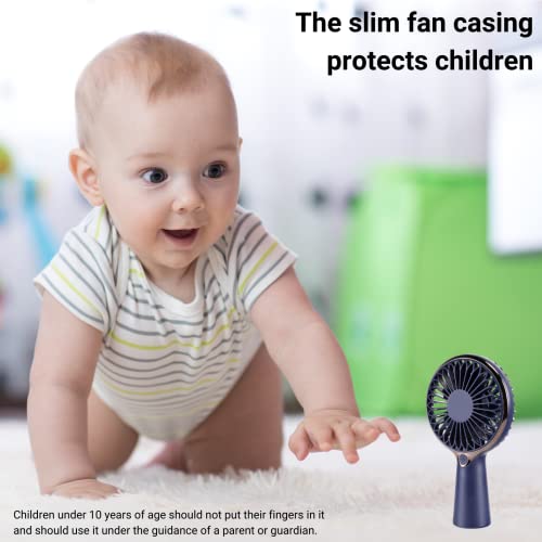 Holiday Portable Handheld Mini Fan, 3-Speed USB Rechargeable - Blue