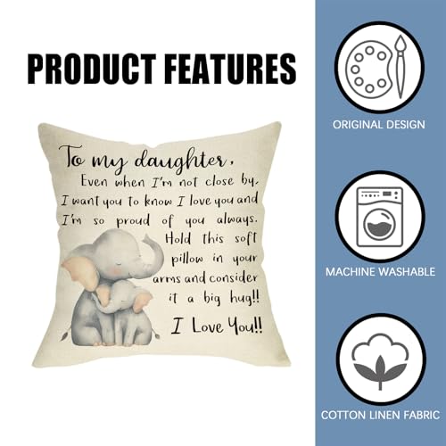 To My Daughter Decorative Throw Pillow Cover - 18" x 18"