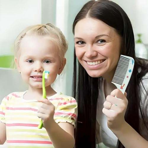 Lyaiwever Baby Hair Comb Set 2-Piece Mini Fine Tooth and Rat-Tail Combs Blue