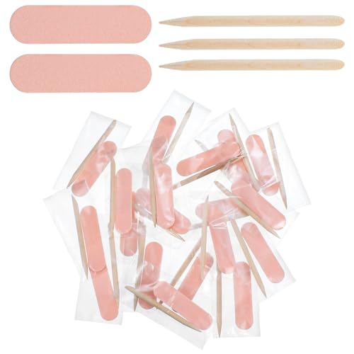 Qulkws Mini Nail File and Wooden Cuticle Pusher Manicure Set - 20 Pcs