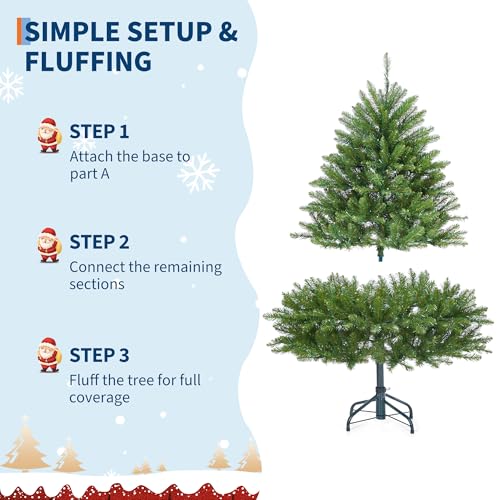 7.5ft Artificial Christmas Tree with Dense Branch Tips and Metal Stand - Full & Realistic Holiday Decor