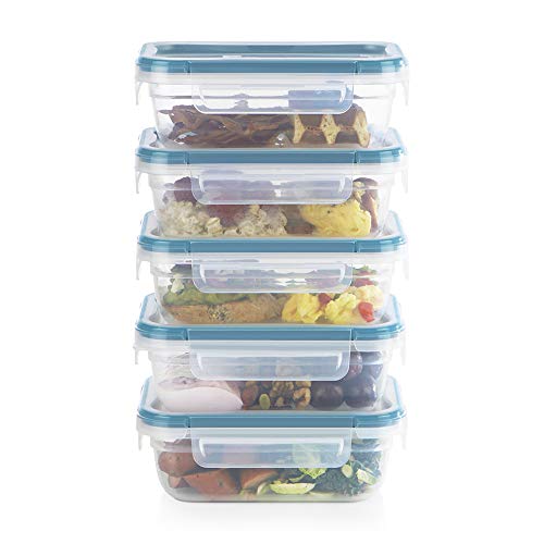 Snapware Plastic Total Solutions (5-Pack, 3 Cup) Food Storage Containers Set, Airtight & Leakproof Plastic Locking BPA-Free Lids Tupperware, Freezer Dishwasher Microwave Safe