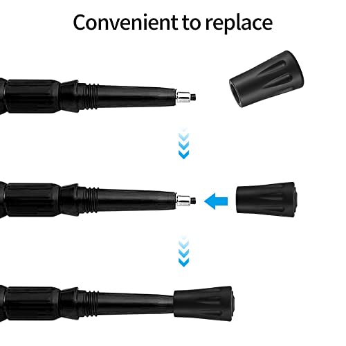 16 Pcs Walking Stick Tips, Black Trekking Pole Tips Replacement Protectors, Walking Cane Tips Replacement Rubber Tips for Walking Sticks Hiking Poles Walking Poles Cane Tips, 11mm/0.43" Diameter