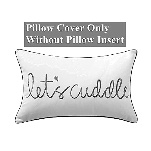 Let's Cuddle Decorative Lumbar Pillow Cover - 12x20 Inches Cotton