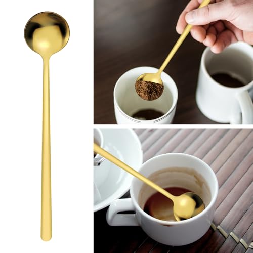 Gold Stainless Steel Coffee Spoons Set - 3 Pack Dessert Spoons