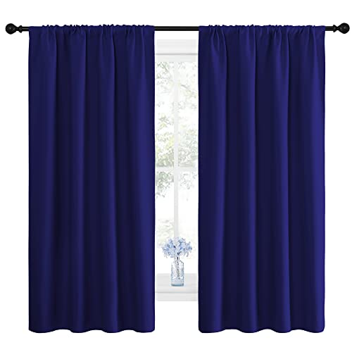 NICETOWN Navy Blue Blackout Curtains 2 Pack, 42x63 Inches, All-Season Thermal Insulated Drapes with Rod Pocket, Kid's Room Decor