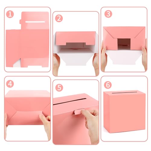 Pink Card Box for Weddings, Birthdays & Parties - 9x5x9 Inches