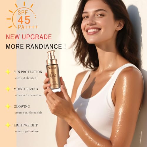 Firstfly Shimmer Body Oil SPF 45 Waterproof Glow Bronzer 02# Diamond Platinum