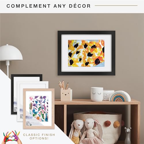 MCS Kids Art Frame 12x16 Matted with 9x12 Opening, Black Changeable Magnetic Picture Frame Kids Artwork Storage Display for Walls (1-Pack)