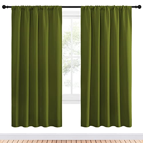 NICETOWN Olive Green Blackout Window Curtains 52x72 Inches, Pack of 2