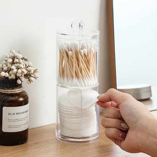 AkoSlale Cotton Round Holder with Lid - Clear 10oz Pad Dispenser
