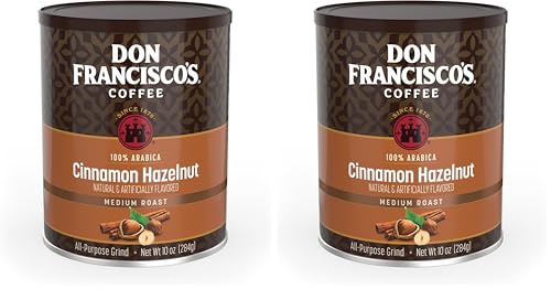 Don Francisco's Cinnamon Hazelnut Ground Coffee, 10 oz (Pack of 2) - Medium Roast 100% Arabica