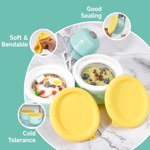 Silicone Lids for Dash My Mug Ice Cream Maker - 2 Pack with Scoop