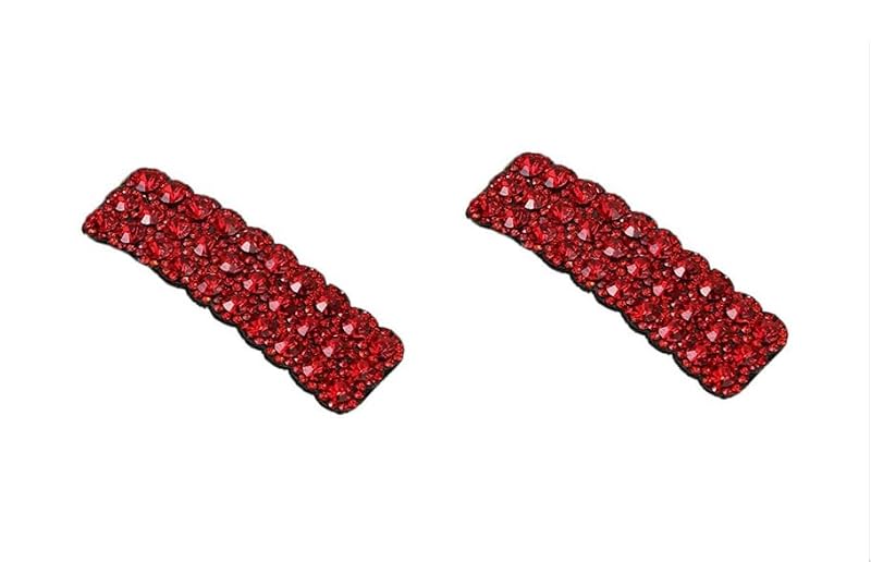 Jinshining Red Rhinestone Hair Clips 2-Piece Set Luxury Korean Style Rectangular Barrette Hairpins for Women Wedding and Party