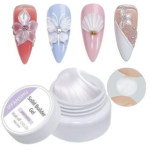 IFFANSHU Solid Builder Gel for Nails Pearl White 3D Sculpting 15g