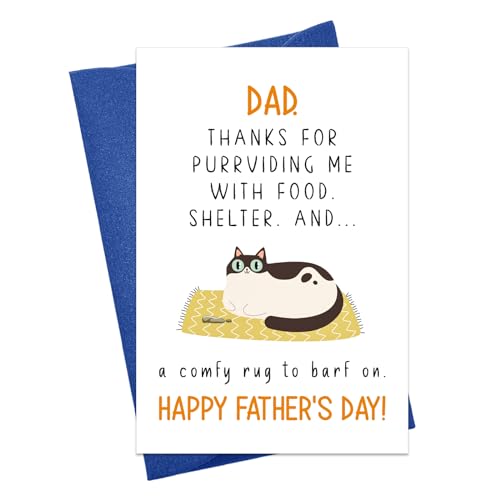 Funny Cat Dad Father's Day Card with Envelope | Gift for Cat Lovers
