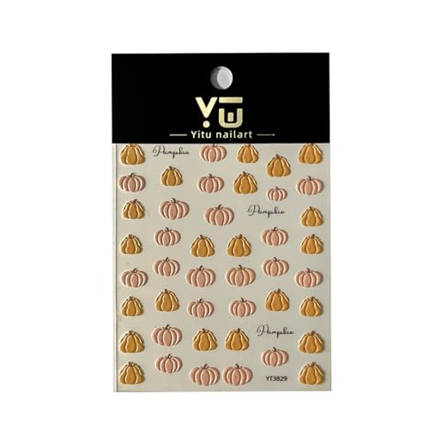 LYLYNB 5D Embossed Pumpkin Nail Stickers Fall Thanksgiving Decals