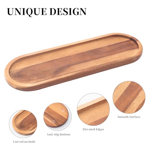 MZROO Acacia Wood Bathroom Tray - 13.7" Countertop Organizer Caddy