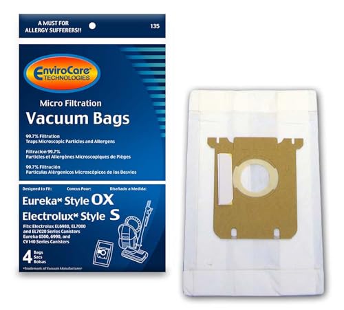 EnviroCare Micro Filtration Vacuum Bags for Electrolux & Eureka Canisters - 4 Pack