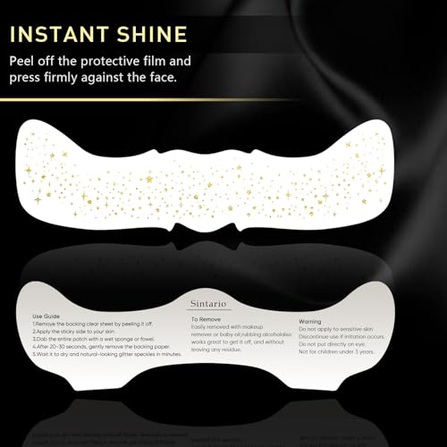 Sintario Gold Glitter Freckles Face Tattoo 12 Pcs Waterproof Makeup