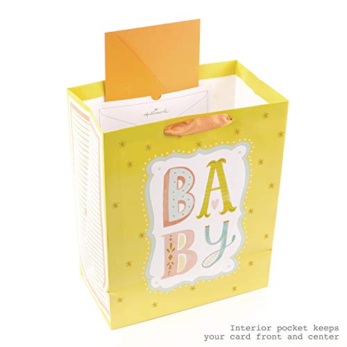 Large Baby Gift Bag with Tissue Paper - Yellow, 13"